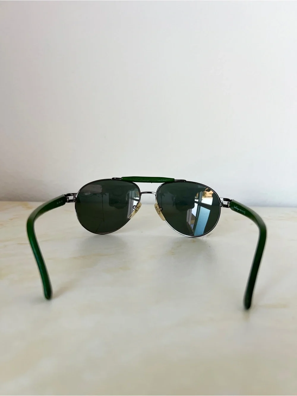 Salvatore Ferragamo Aviator Sunglasses with Leather Brow Bar